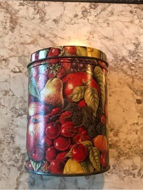 Decorative Fruit Pattern Storage Tin - Multicolor